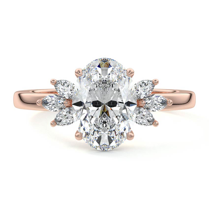 Natasha - Oval Side Stone Engagement Ring