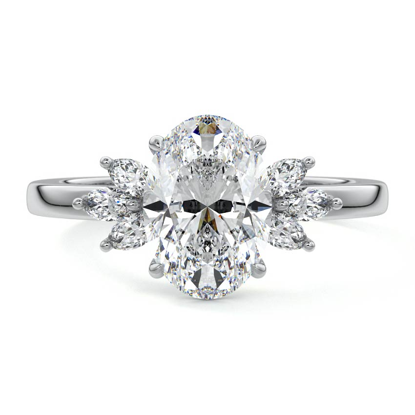 Natasha - Oval Side Stone Engagement Ring
