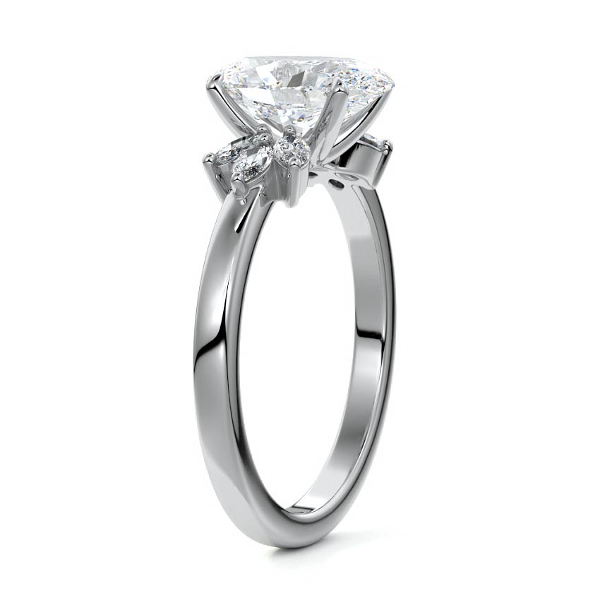 Natasha - Oval Side Stone Engagement Ring
