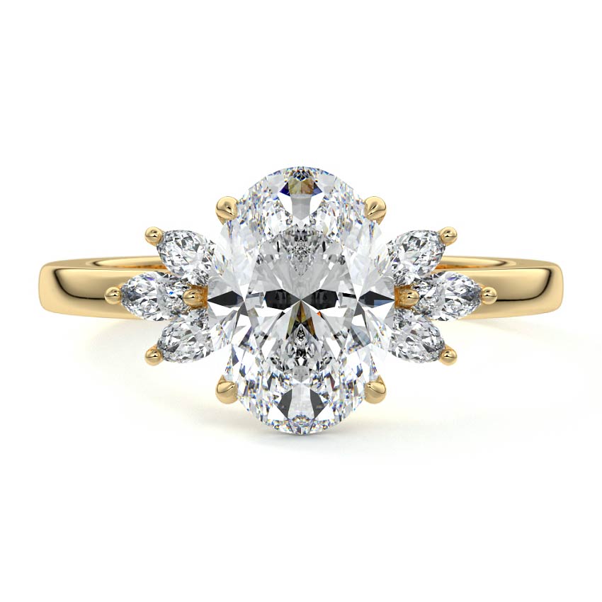 Natasha - Oval Side Stone Engagement Ring