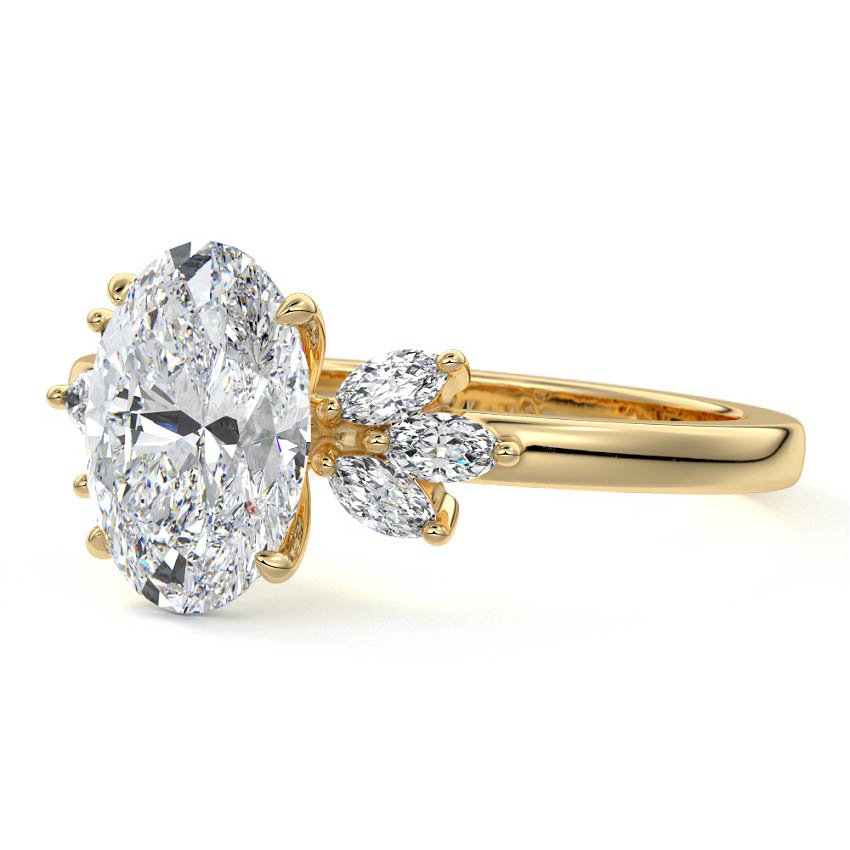 Natasha - Oval Side Stone Engagement Ring