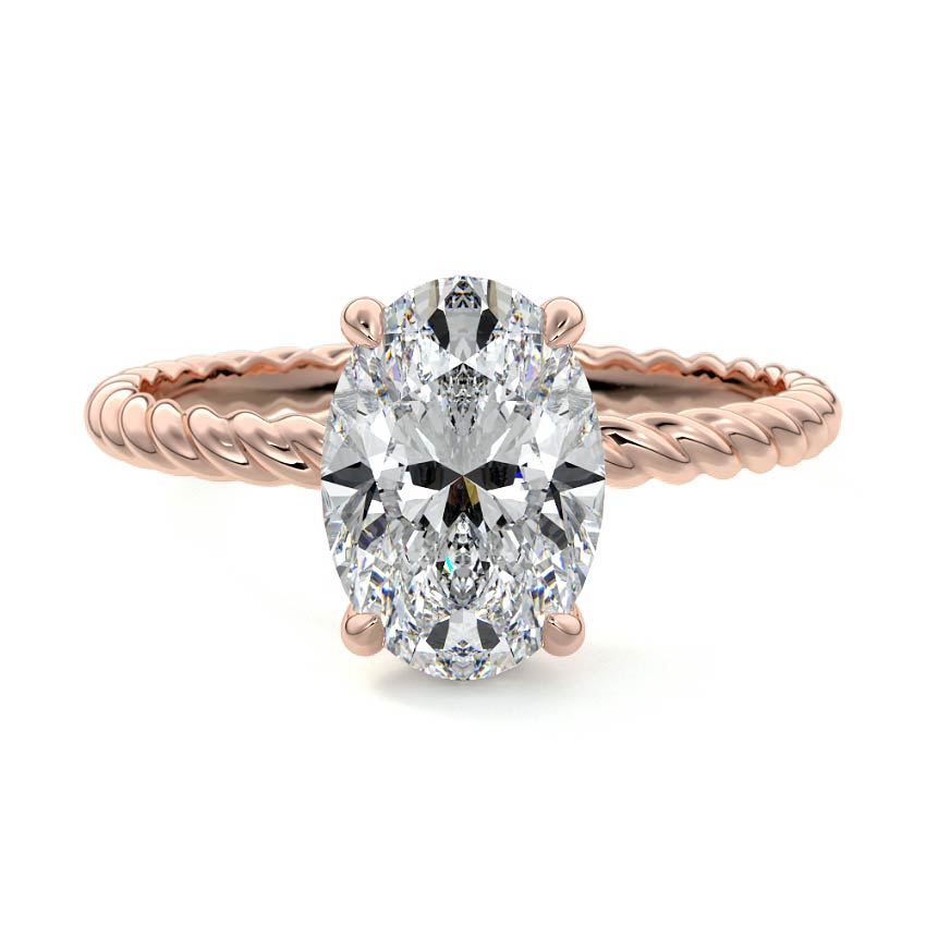 Rope twisted lab-grown diamond engagement ring in yellow and white gold – unique design handcrafted in New Zealand