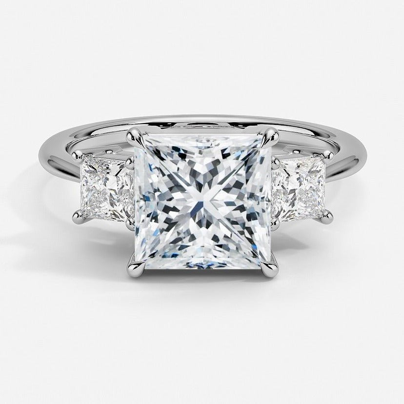 2.5 Carat Daisy Three Stone Moissanite Engagement Ring - Raphana Jewellery