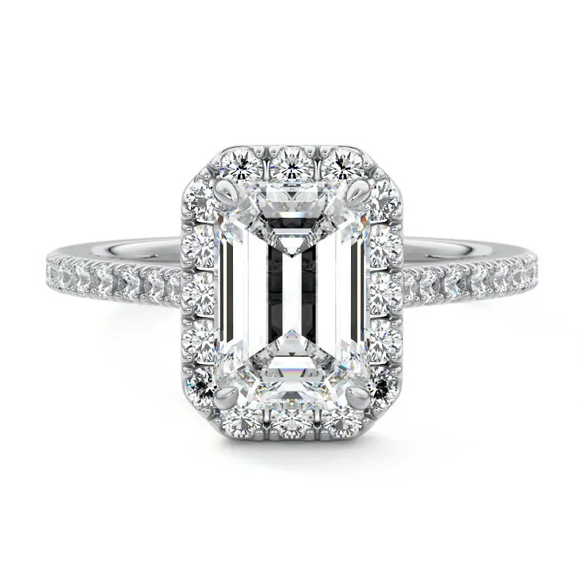 Anah - Emerald Cut Halo Engagement Ring