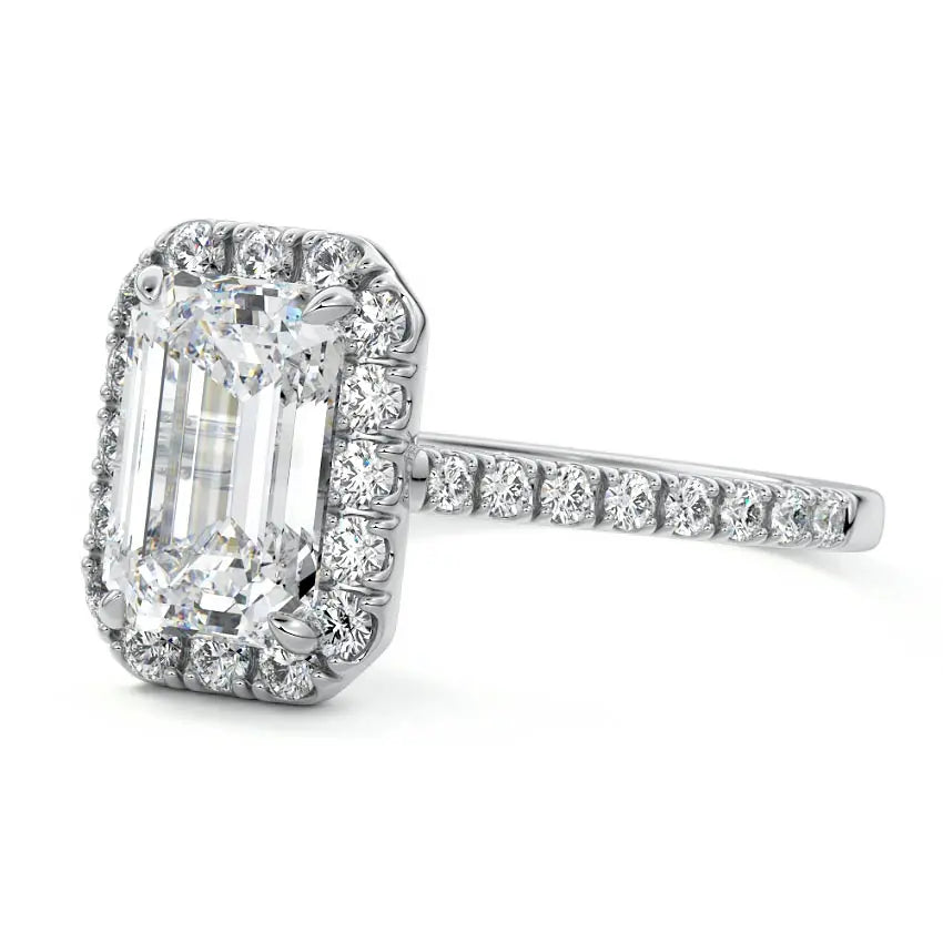 Anah - Emerald Cut Halo Engagement Ring