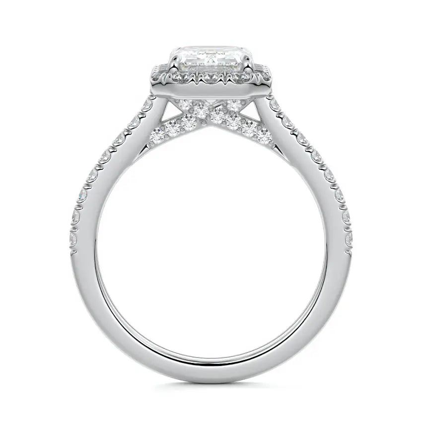 Anah - Emerald Cut Halo Engagement Ring