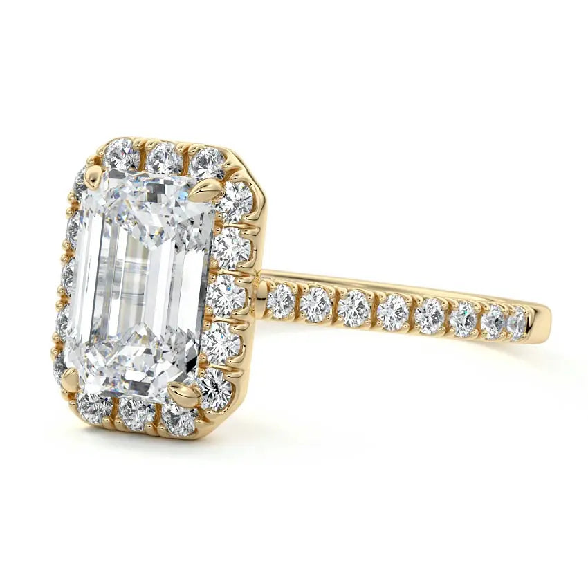 Anah - Emerald Cut Halo Engagement Ring