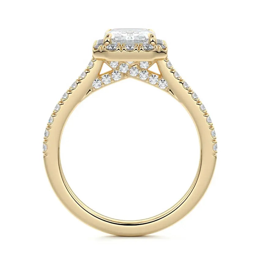 Anah - Emerald Cut Halo Engagement Ring