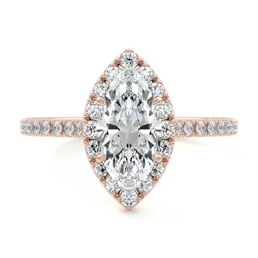 Ivy - Marquise Halo Engagement Ring 18K Gold & Platinum