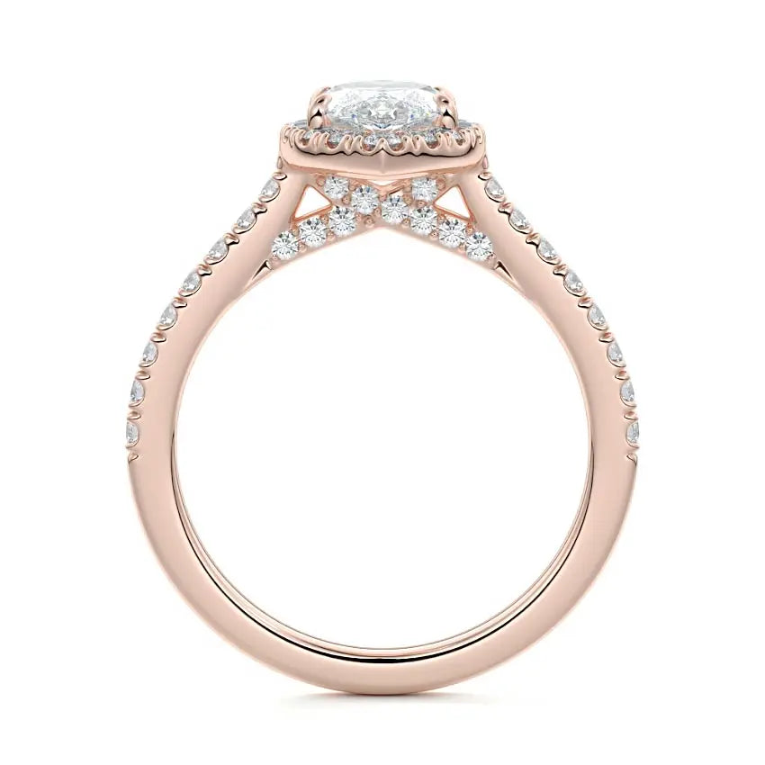 Ivy - Marquise Halo Engagement Ring 18K Gold & Platinum