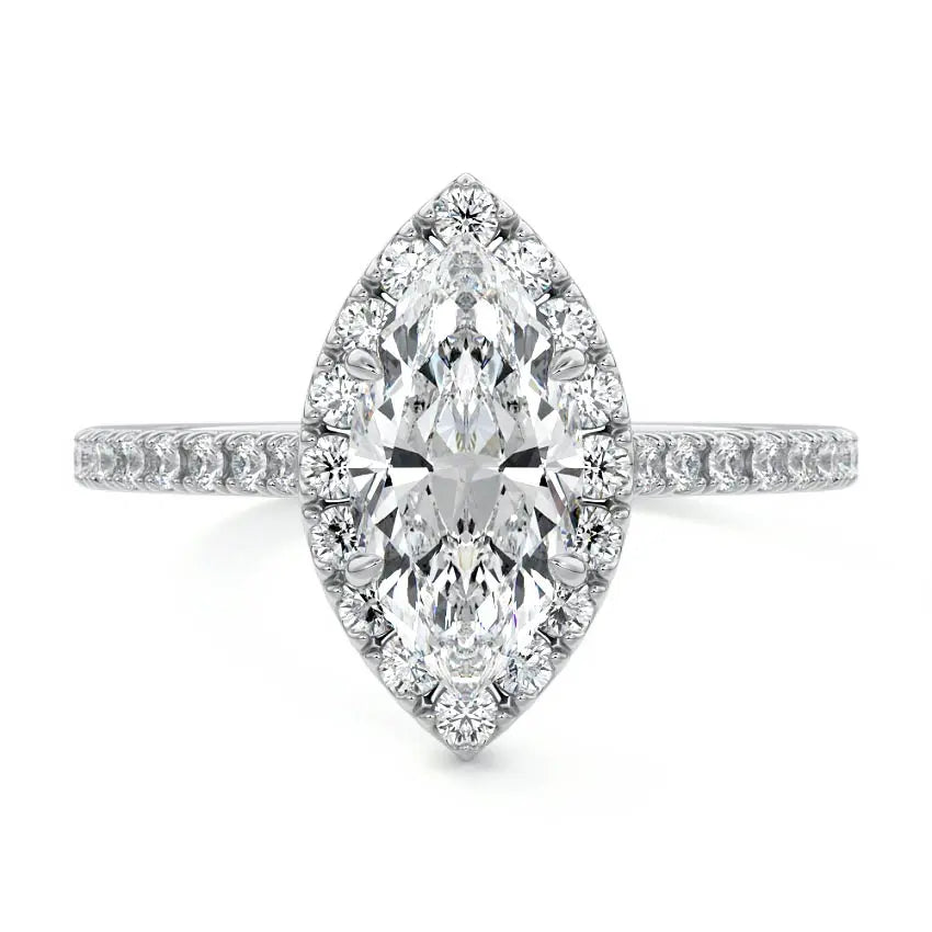 Ivy - Marquise Halo Engagement Ring 18K Gold & Platinum