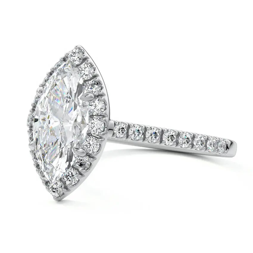 Ivy - Marquise Halo Engagement Ring 18K Gold & Platinum