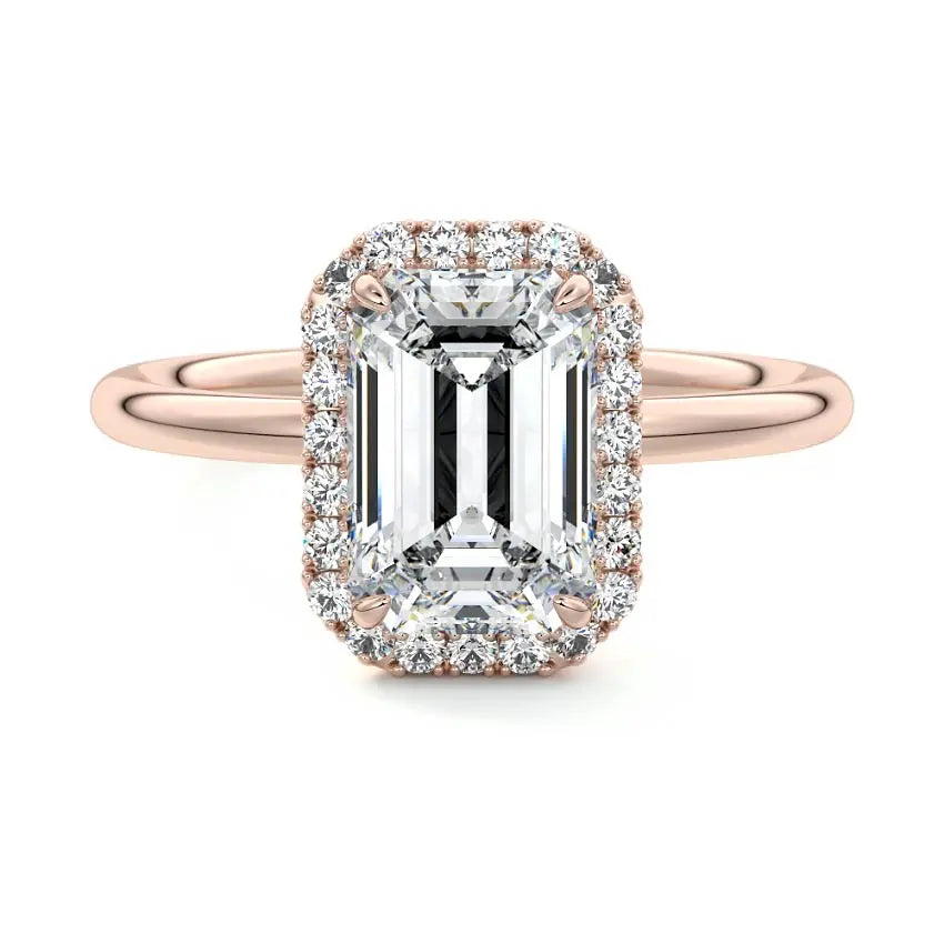 Tara - Emerald Halo Engagement Ring