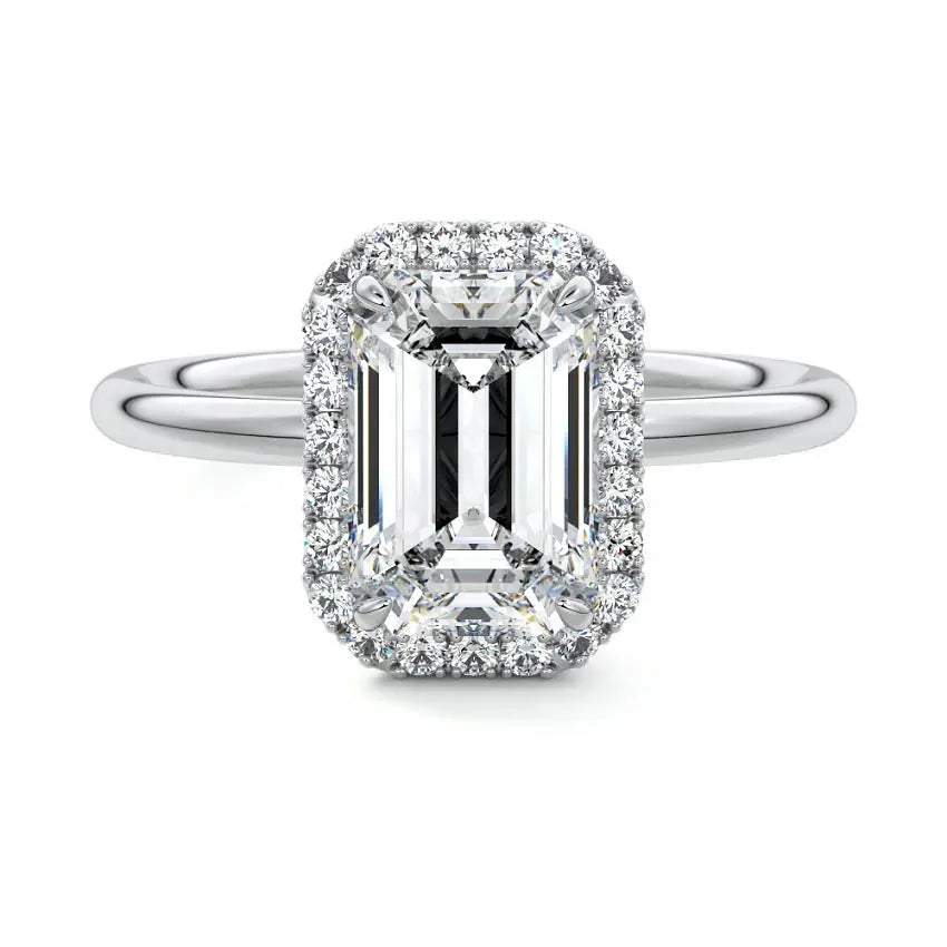 18K white gold halo engagement ring with round brilliant cut - Cullen Auckland