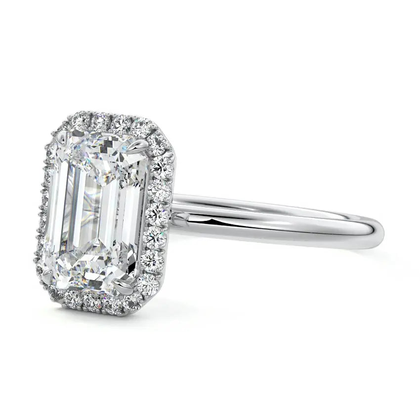 Tara - Emerald Halo Engagement Ring