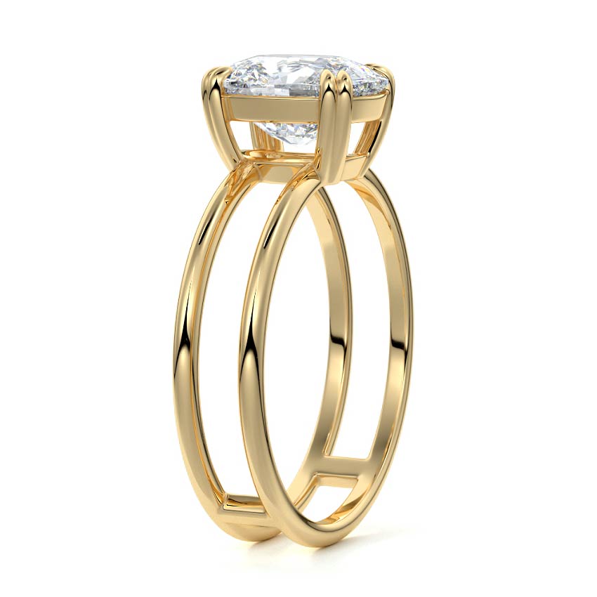 Elena - Cushion Solitaire Double Band Engagement Ring