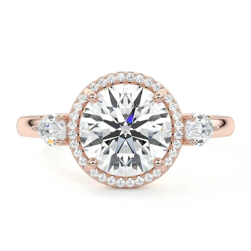 Trisha - Round Halo and Pear Trilogy Ring