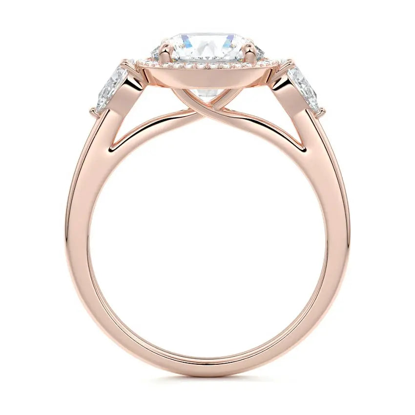 Trisha - Round Halo and Pear Trilogy Ring