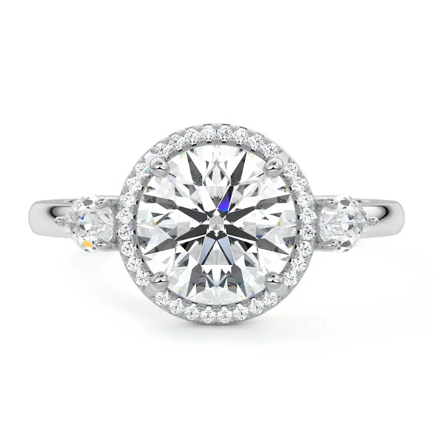 Trisha - Round Halo and Pear Trilogy Ring