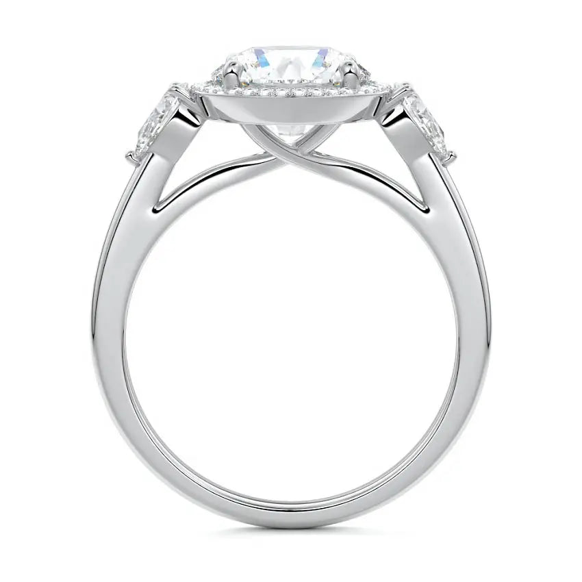 Trisha - Round Halo and Pear Trilogy Ring