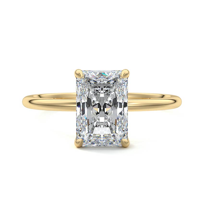 Lab-grown radiant solitaire engagement ring in yellow, white, rose gold, and platinum – Nura Lab New Zealand