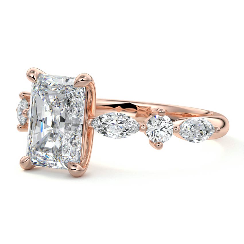 Esther - Radiant Cut Side Stone Lab Grown Engagement Ring