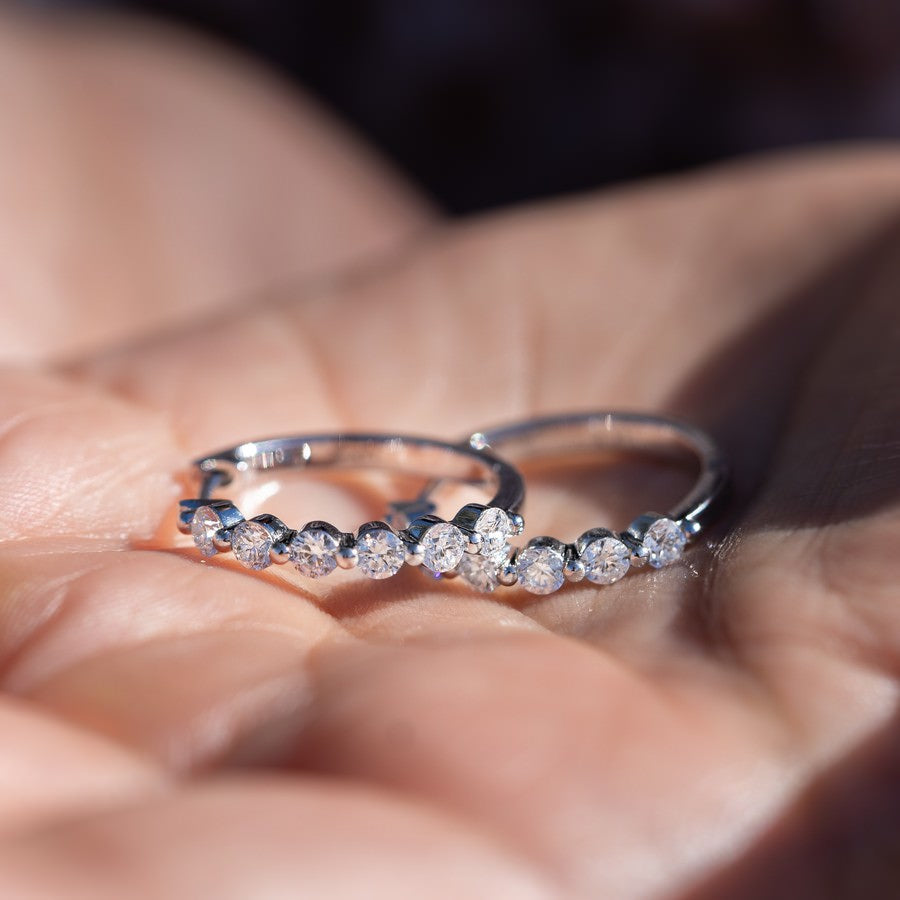 1 Carat Lab Diamond Hoop Earrings Six Stone