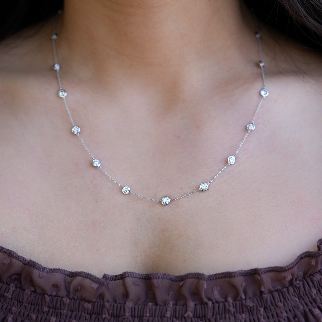 4 Carat Diamonds by the Yard Necklace 14K Gold