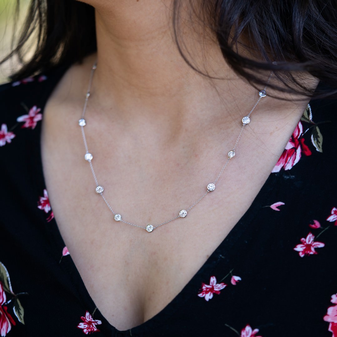 4 Carat Diamonds by the Yard Necklace 14K Gold