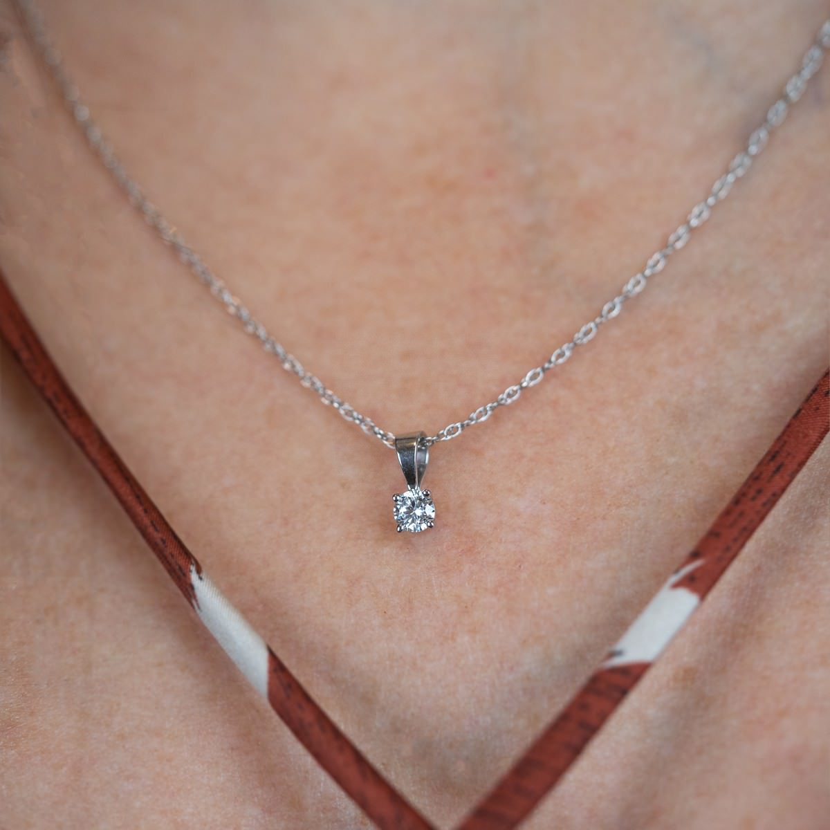 0.25 Carat Solitaire Diamond Pendant Necklace