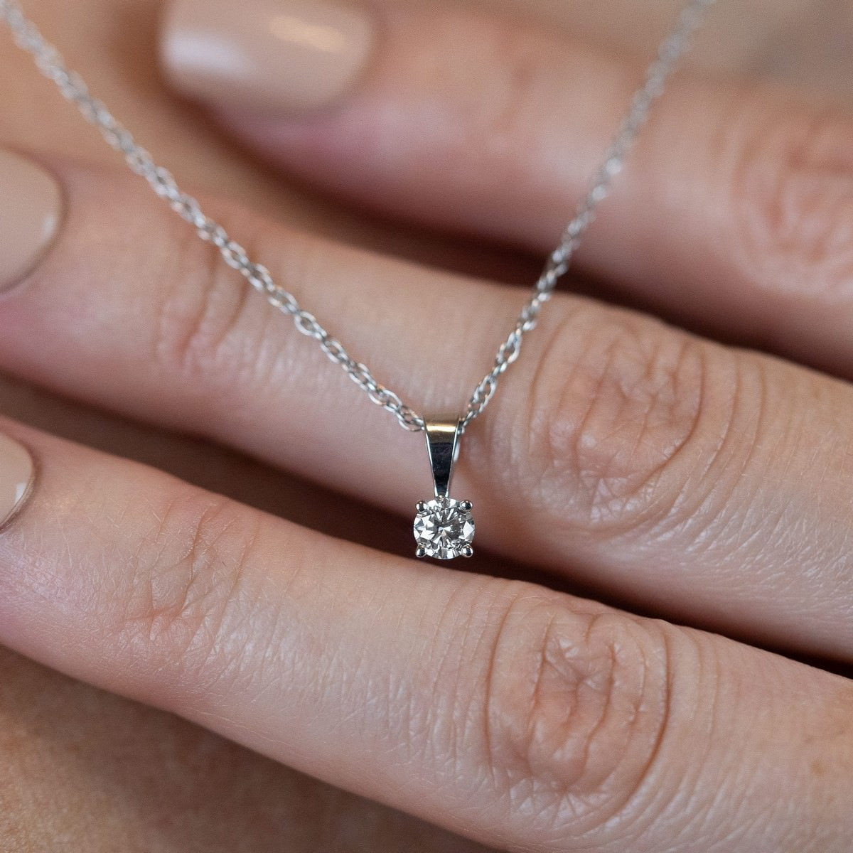 0.25 Carat Solitaire Diamond Pendant Necklace
