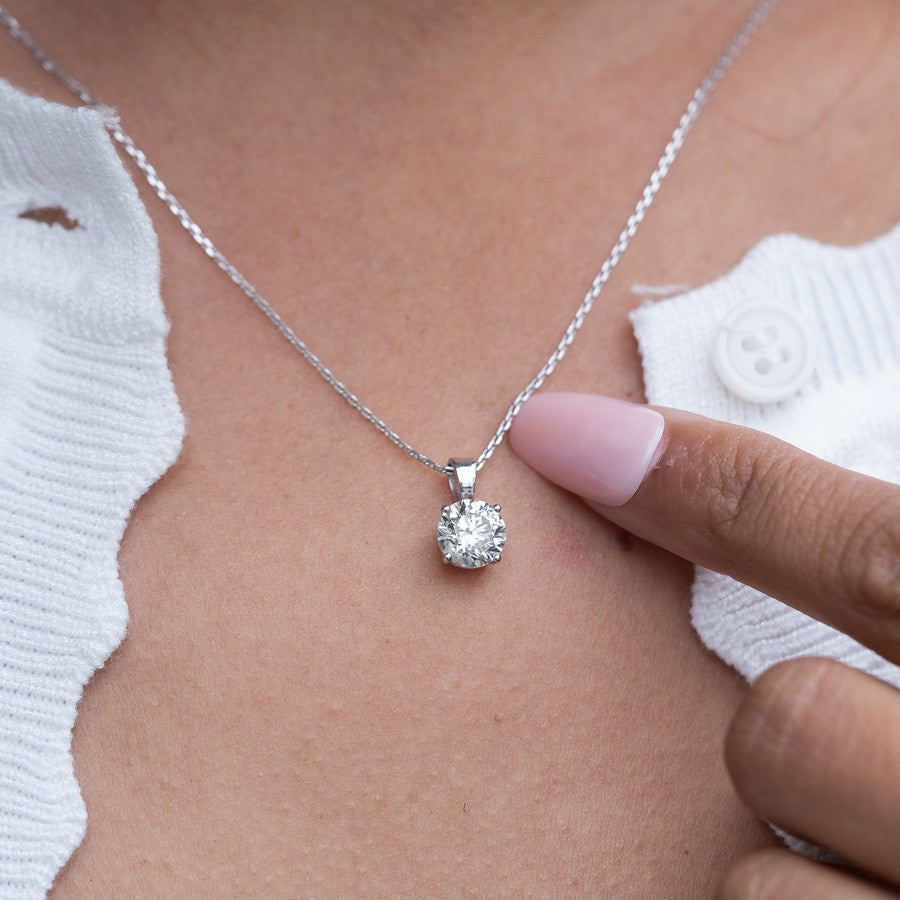 1.50 Carat Solitaire Diamond Pendant Necklace