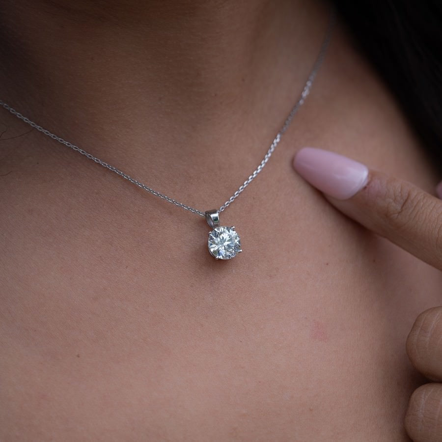 2 Carat Solitaire Diamond Pendant Necklace
