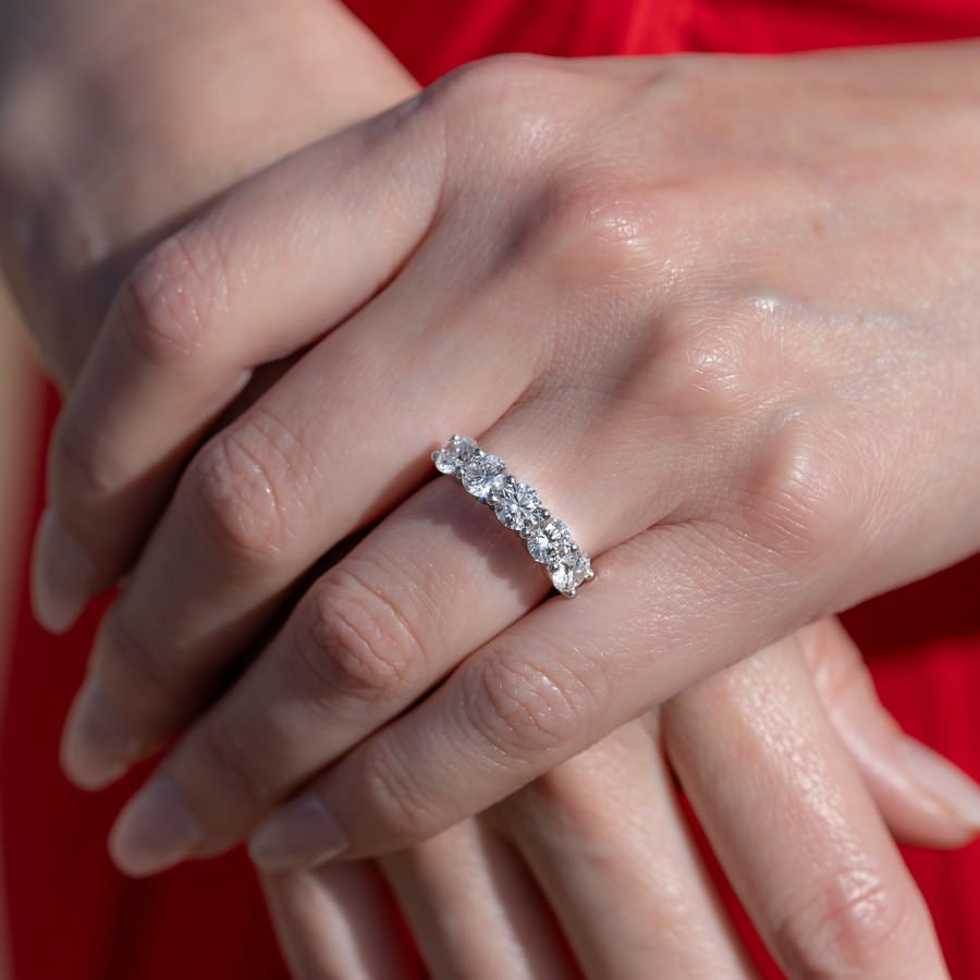 3 Carat Round 5-Stone Anniversary Band Ring