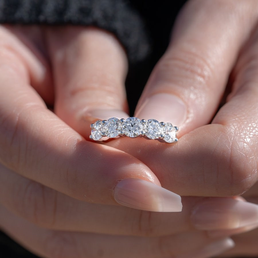 3 Carat Round 5-Stone Anniversary Band Ring