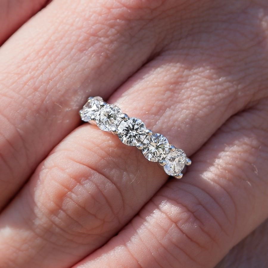 3 Carat Round 5-Stone Anniversary Band Ring