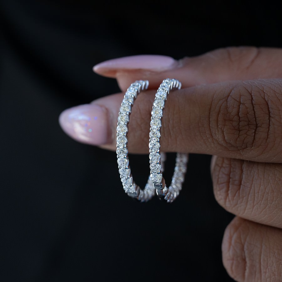 2.5 Carat Lab-Created Diamond Huggie Earrings 23.5 mm