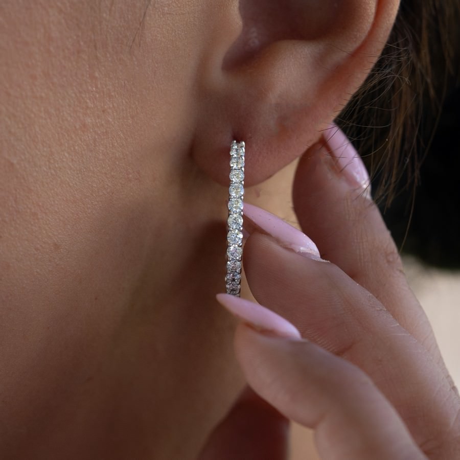 2.5 Carat Lab-Created Diamond Huggie Earrings 23.5 mm