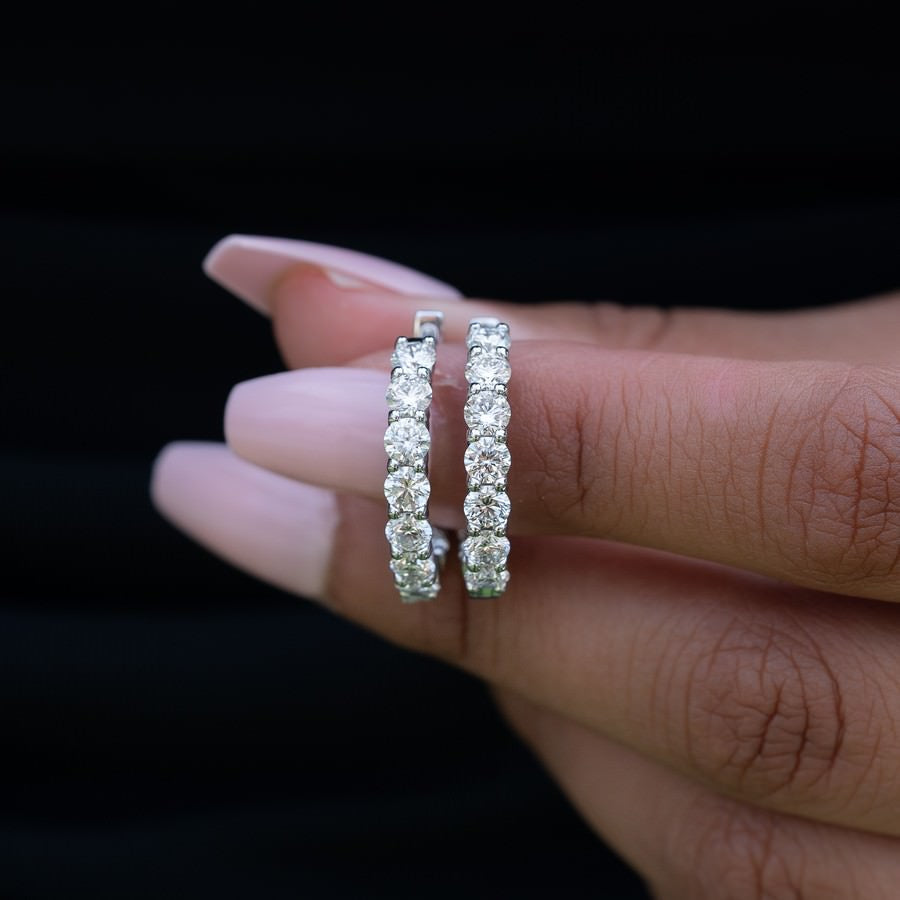 3.50 CT Lab-Created Diamond 15mm Huggie Earrings F–G