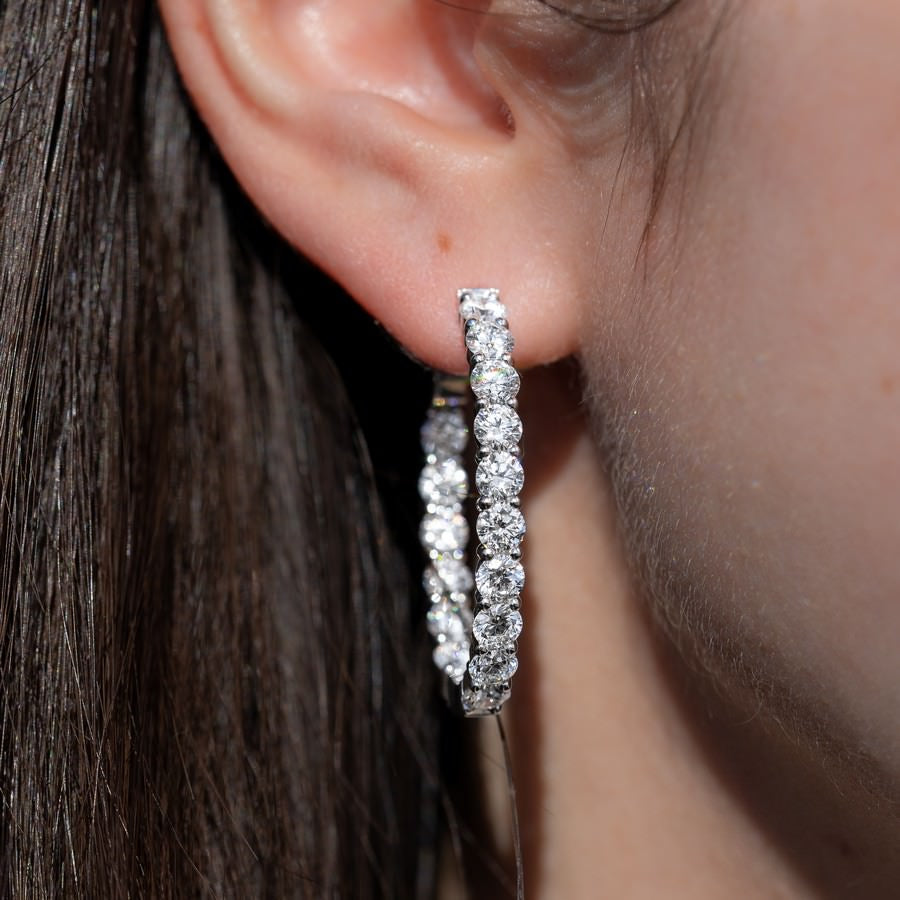 8 Carat Lab Diamond Large Hoops Earrings