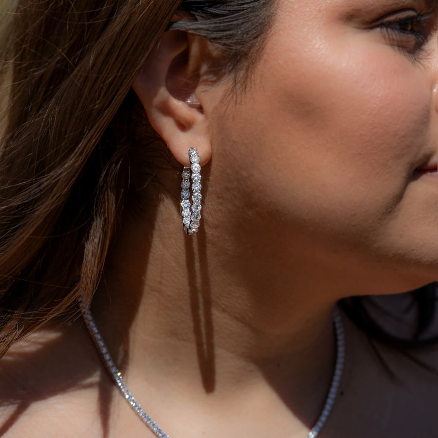 8 Carat Lab Diamond Large Hoops Earrings
