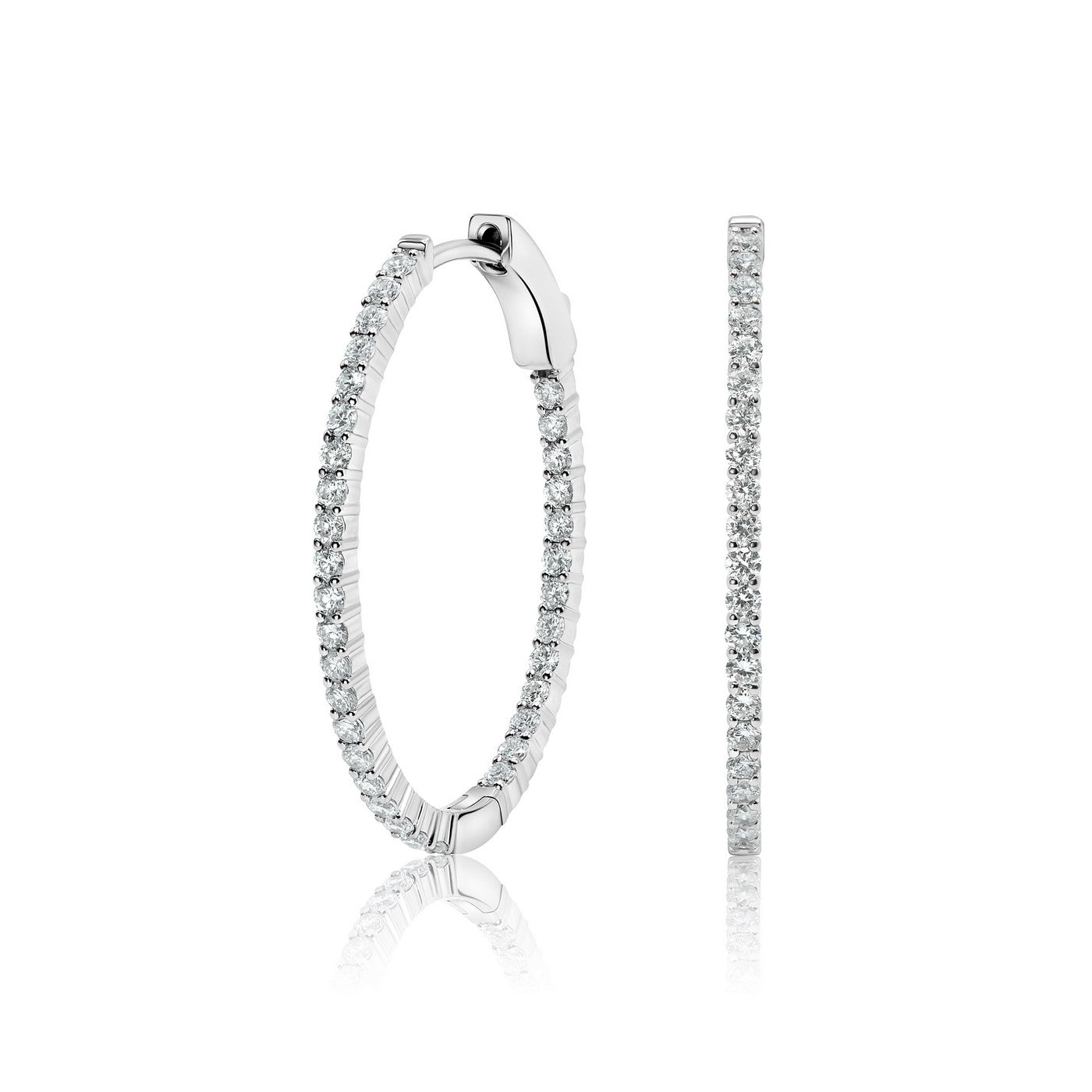 14K White Gold Lab Diamond Oval Medium Hoops 1.10 CT