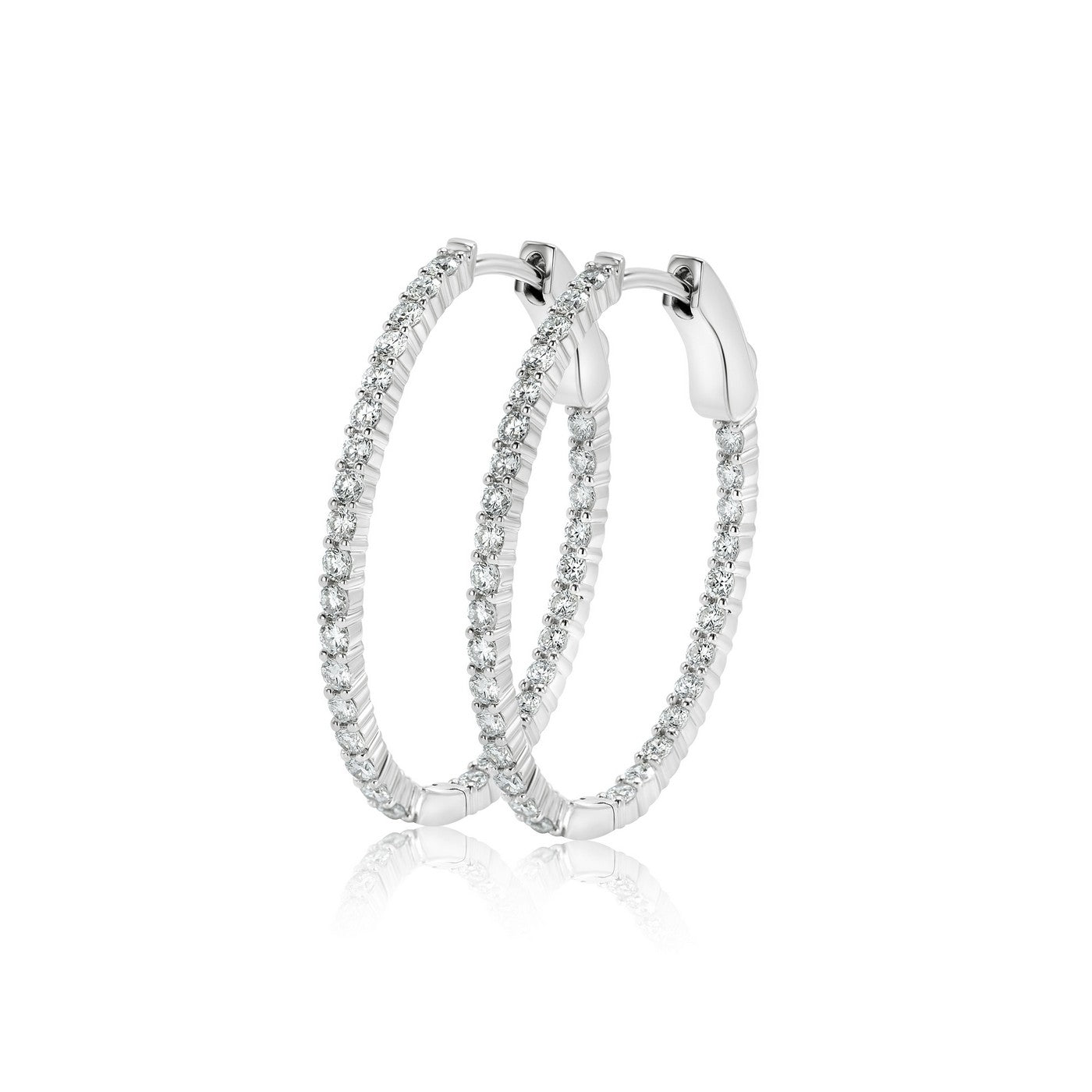 1 CT Lab Diamond Oval Small Hoops 14K Gold