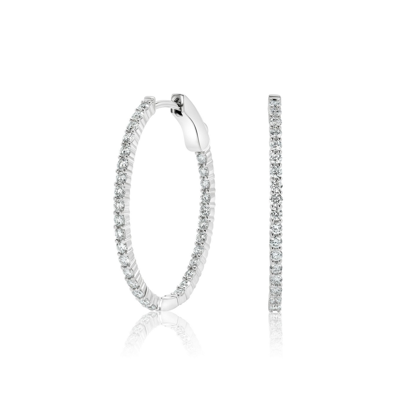 1 CT Lab Diamond Oval Small Hoops 14K Gold