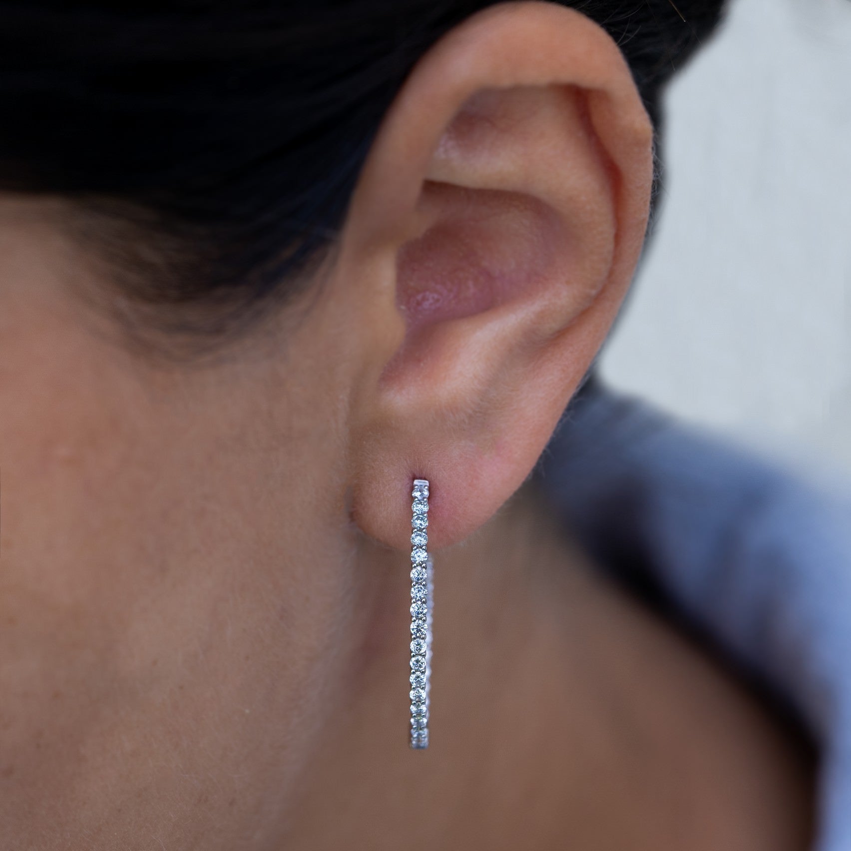 1 CT Lab Diamond Oval Small Hoops 14K Gold