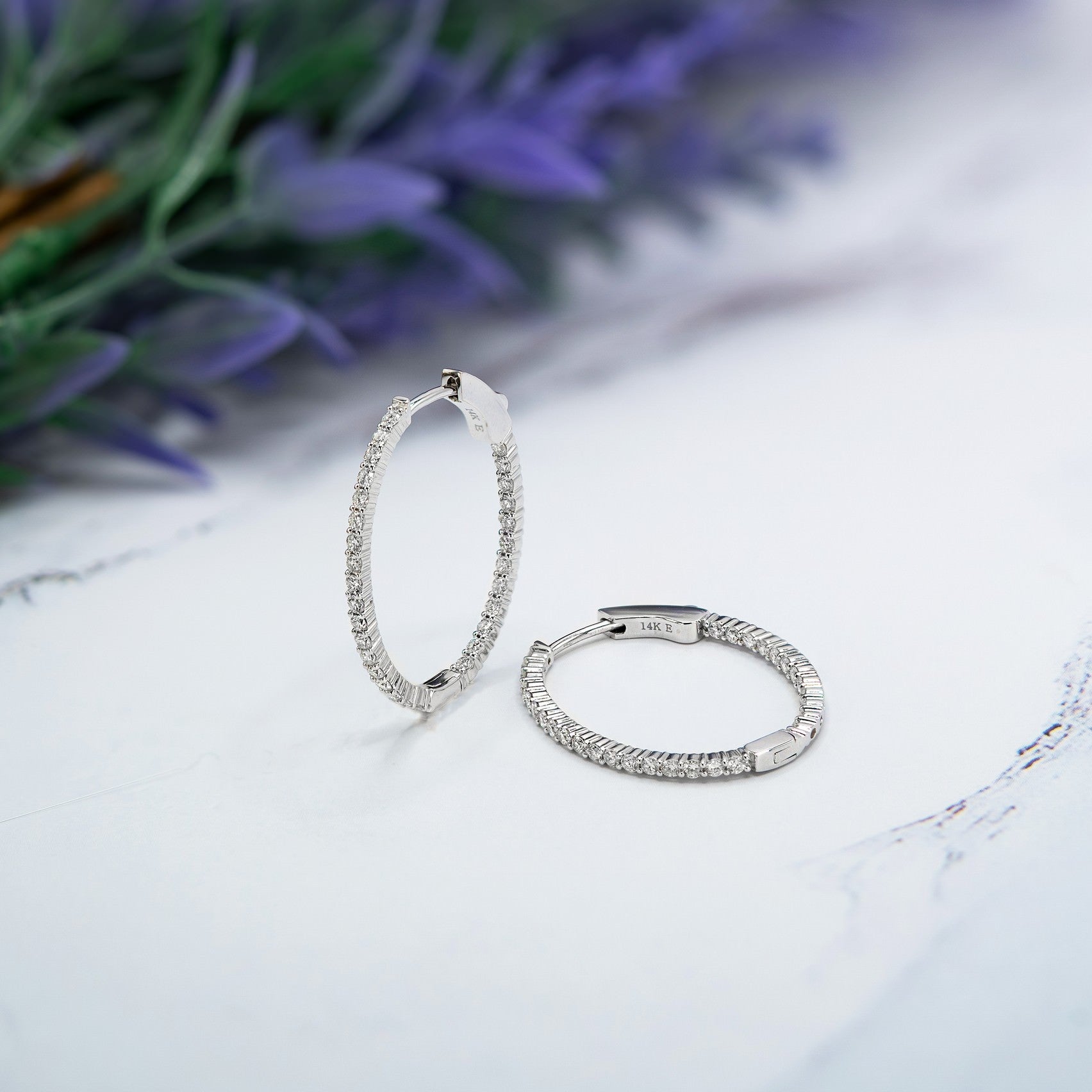 1 CT Lab Diamond Oval Small Hoops 14K Gold