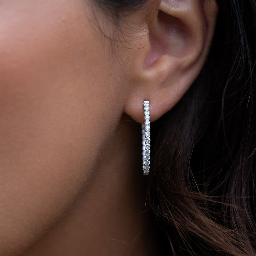 1.5CT Lab Diamond Oval Small Hoops 14K Gold
