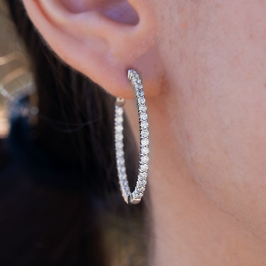 2 Carat Lab Diamond Large Hoops Earrings