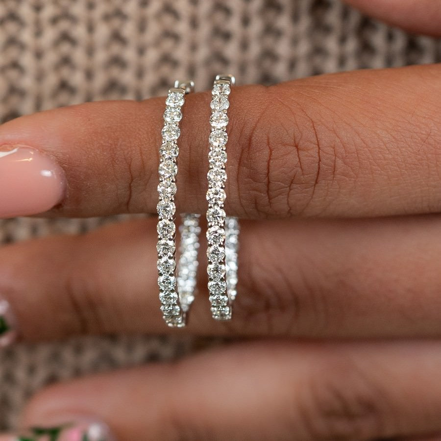 3 Carat Lab Diamond Large Hoops Earrings