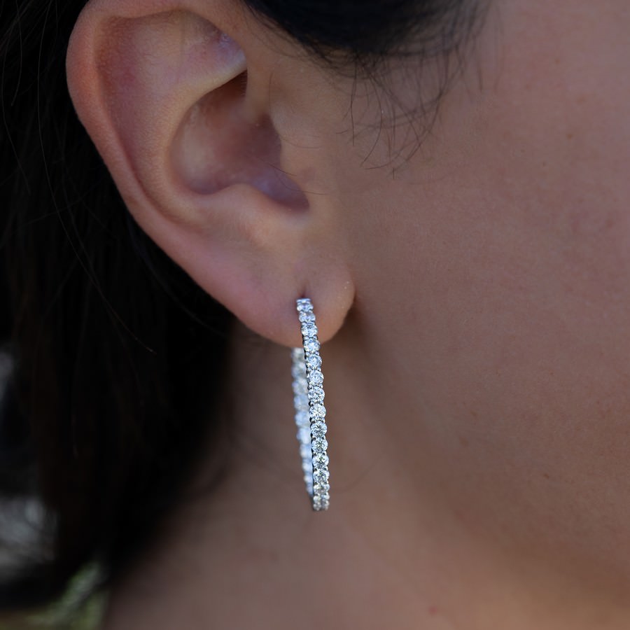 3 Carat Lab Diamond Large Hoops Earrings